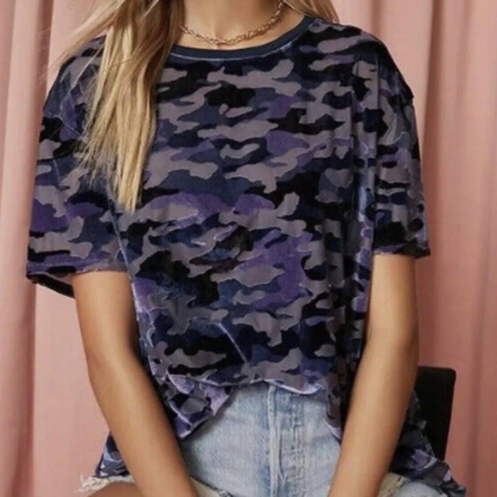 We the Free size large purple camo velvet shirt
